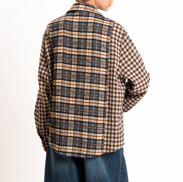 Zeroassoluto-Camicia check oversize - blu/sand/moro