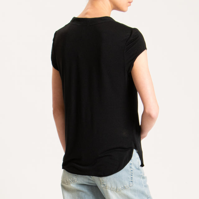 Zeroassoluto-Camicia chester mezza manica - nero