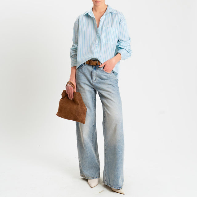 Zeroassoluto-Camicia a righe - latte/cielo/blu