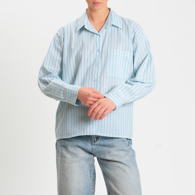 Zeroassoluto-Camicia a righe - latte/cielo/blu