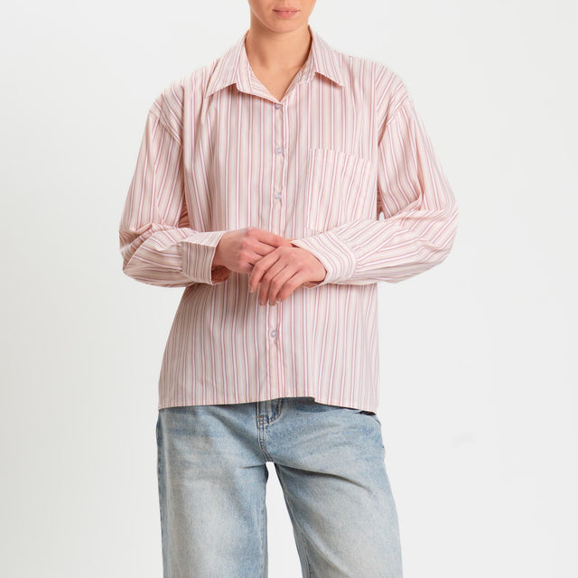 Zeroassoluto-Camicia a righe - pink/sabbia/india