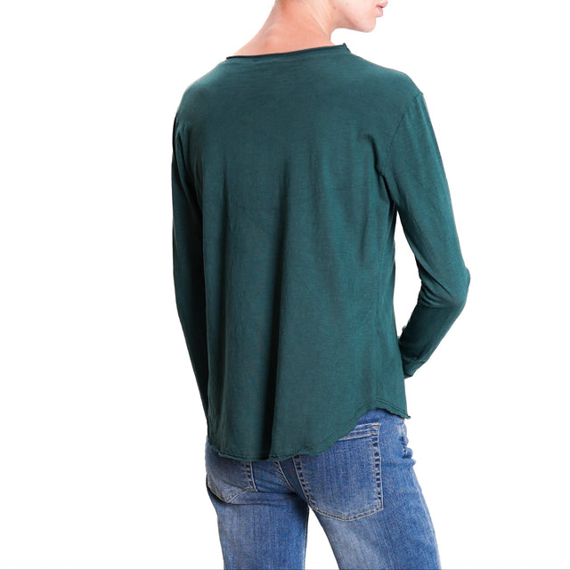 Zeroassoluto-T-shirt girocollo 100% cotone - verde bottiglia