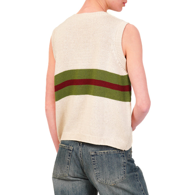 Zeroassoluto-Gilet righe - burro/verde/bordeaux