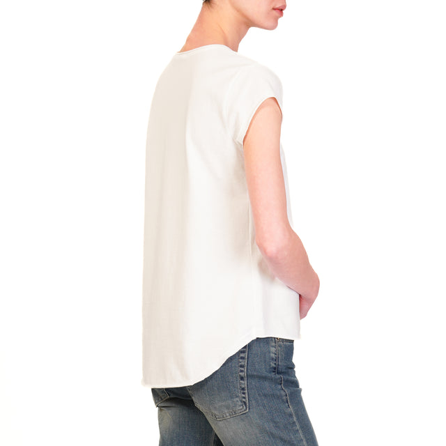 Camiseta Zeroassoluto de media manga con corte sin rematar en algodón elástico - blanca