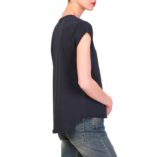 Zeroassoluto-T-shirt half sleeve raw cut - blue