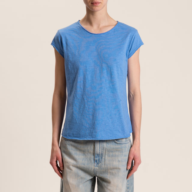 Zeroassoluto-T-shirt mezza manica taglio vivo - jeans