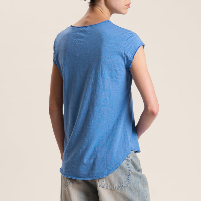 Zeroassoluto-T-shirt mezza manica taglio vivo - jeans