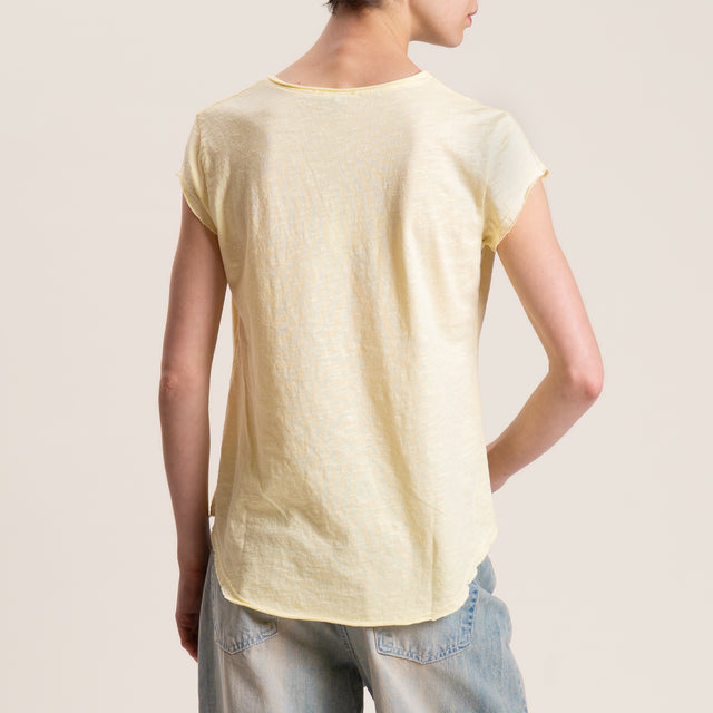 Zeroassoluto-T-shirt mezza manica taglio vivo - mimosa