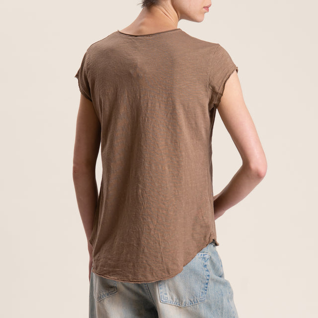 Zeroassoluto-T-shirt mezza manica taglio vivo - moro