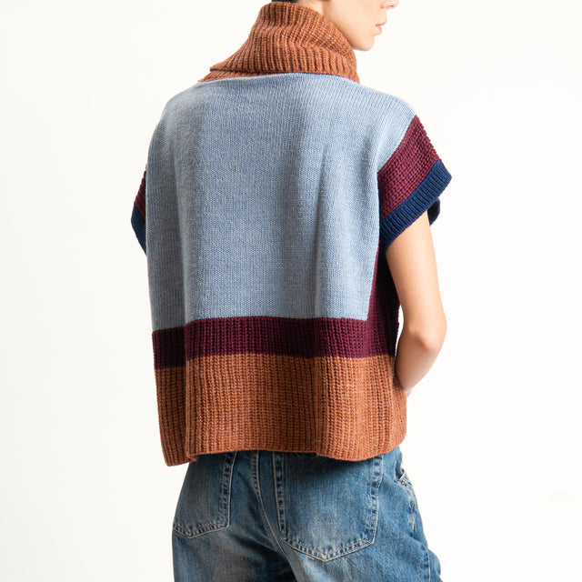 Zeroassoluto-Maglia collo alto misto alpaca - coccio/avio/vino