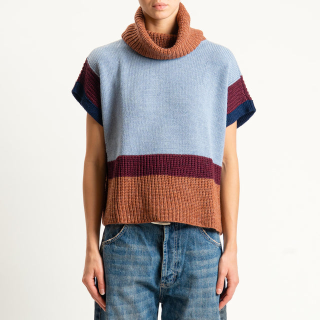 Zeroassoluto-Maglia collo alto misto alpaca - coccio/avio/vino
