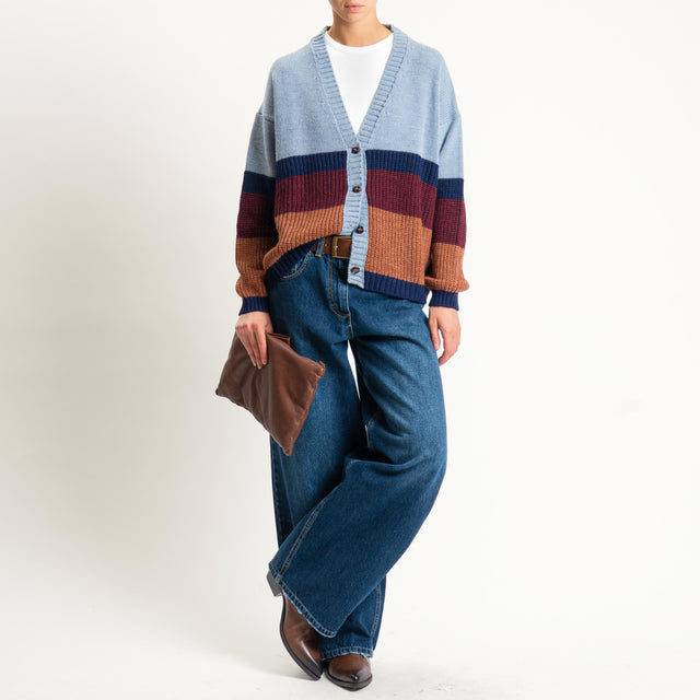 Zeroassoluto-cardigan misto alpaca - avio/vino/coccio