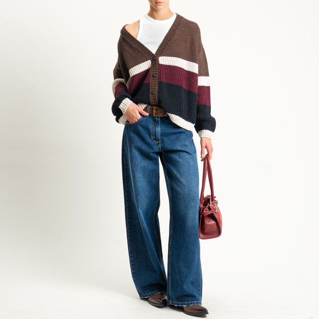 Zeroassoluto-cardigan misto alpaca - moro/vino/nero