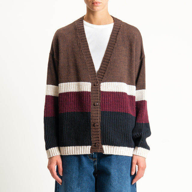 Zeroassoluto-cardigan misto alpaca - moro/vino/nero