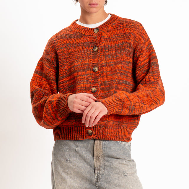 Zeroassoluto-Cardigan misto alpaca - corallo/militare