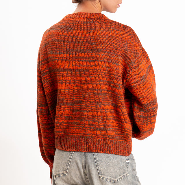 Zeroassoluto-Cardigan misto alpaca - corallo/militare