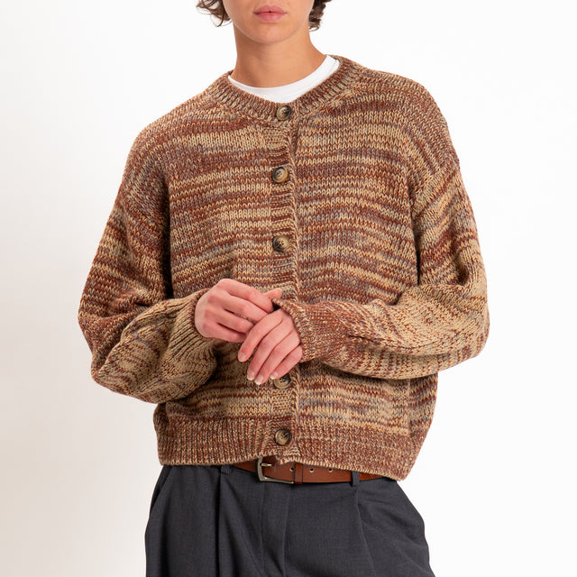 Zeroassoluto-Cardigan misto alpaca - cuoio/grigio