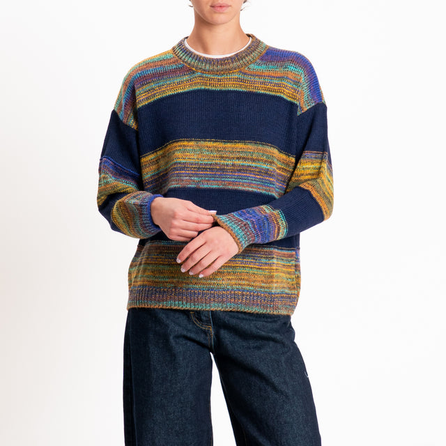 Zeroassoluto-Maglia righe misto alpaca - blu/multicolor