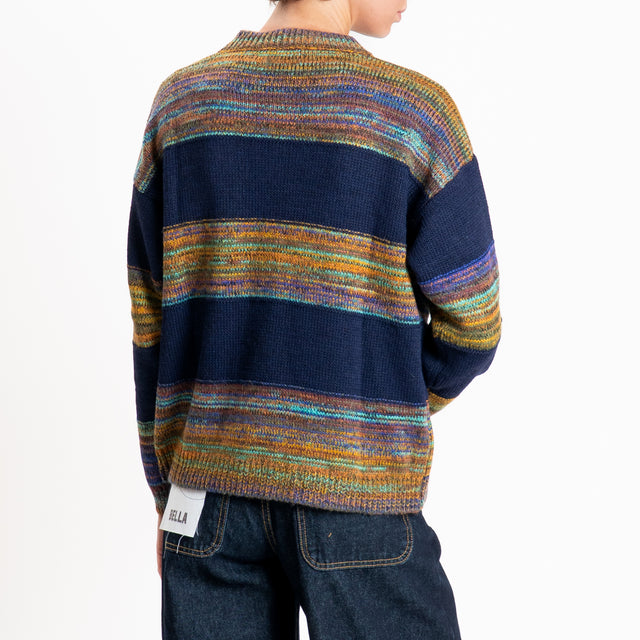 Zeroassoluto-Maglia righe misto alpaca - blu/multicolor