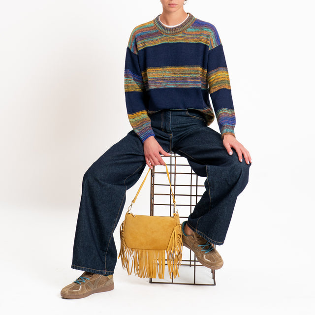 Zeroassoluto-Maglia righe misto alpaca - blu/multicolor