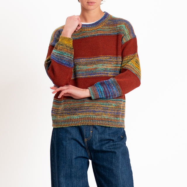 Zeroassoluto-Maglia righe misto alpaca - coccio/multicolor