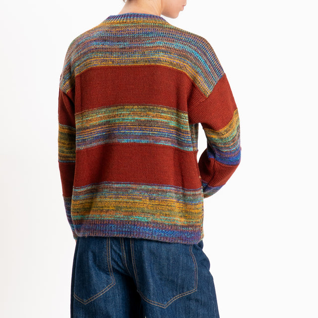 Zeroassoluto-Maglia righe misto alpaca - coccio/multicolor