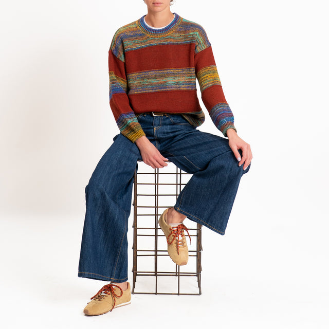 Zeroassoluto-Maglia righe misto alpaca - coccio/multicolor