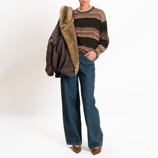 Zeroassoluto-Maglia righe misto alpaca - moro/multicolor