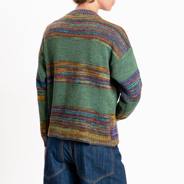 Zeroassoluto-Maglia righe misto alpaca - verde/multicolor