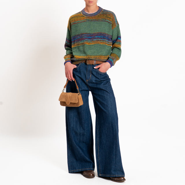 Zeroassoluto-Maglia righe misto alpaca - verde/multicolor