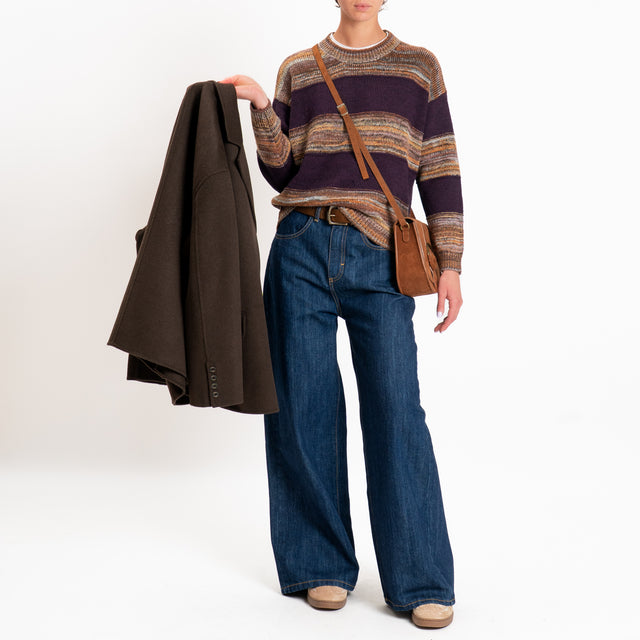 Zeroassoluto-Maglia righe misto alpaca - viola/multicolor