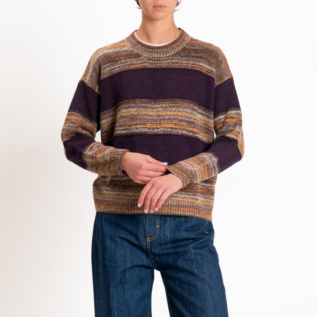 Zeroassoluto-Maglia righe misto alpaca - viola/multicolor