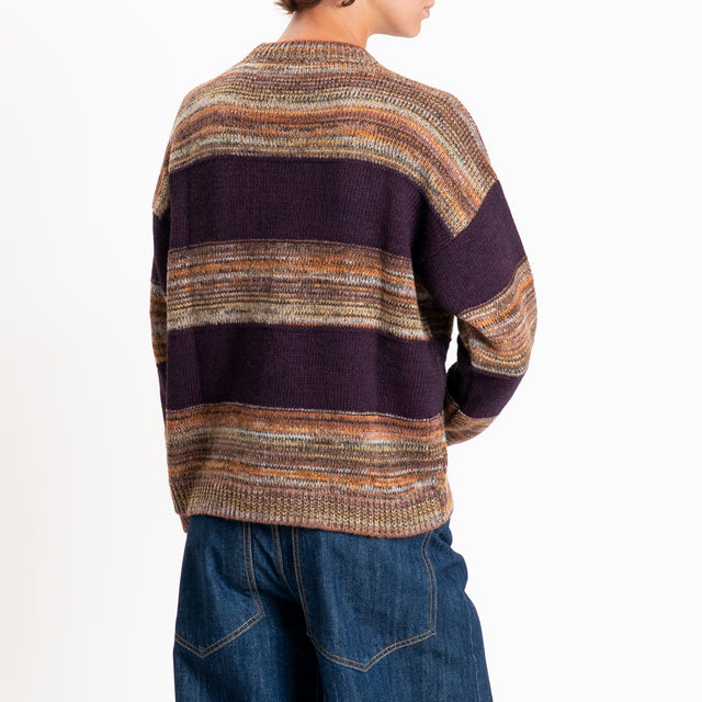 Zeroassoluto-Maglia righe misto alpaca - viola/multicolor