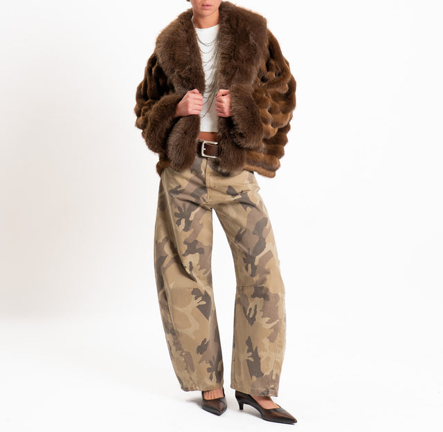 Zeroassoluto-Pantalone camouflage barrel wide leg - beige/moro
