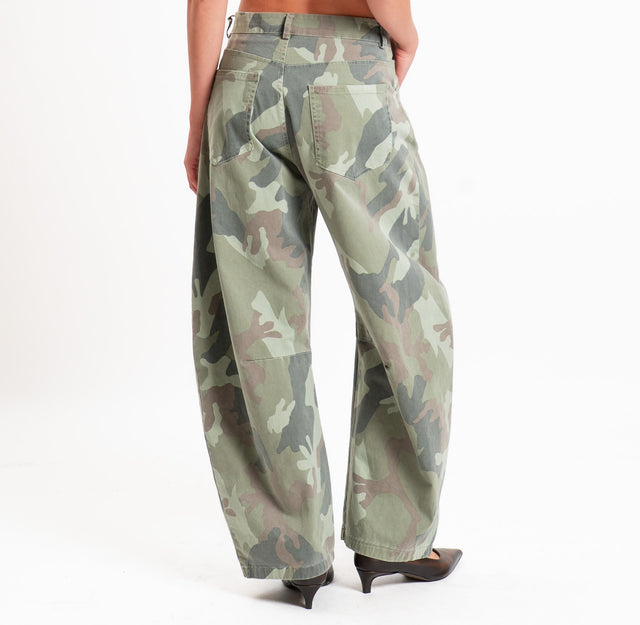 Zeroassoluto-Pantalone camouflage barrel wide leg - salvia/moro