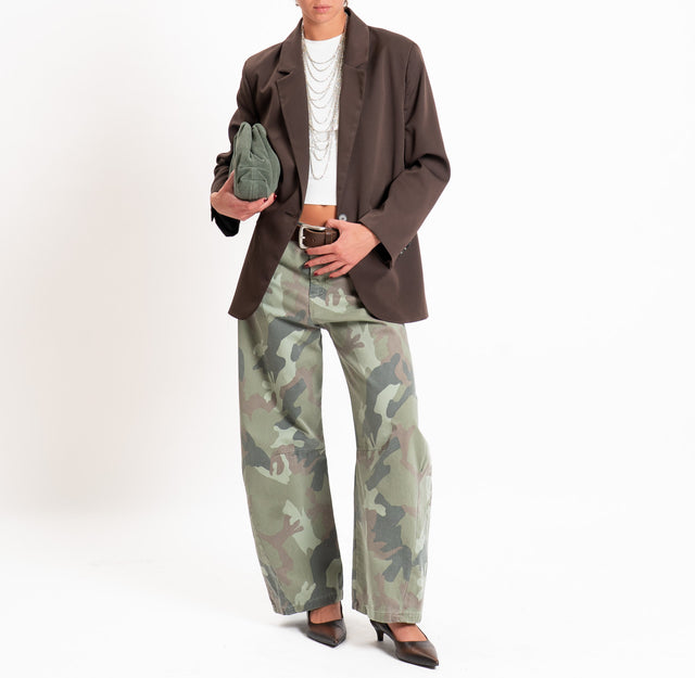 Zeroassoluto-Pantalone camouflage barrel wide leg - salvia/moro