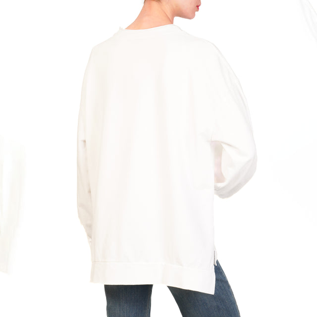 Sudadera Zeroassoluto-Light con aberturas laterales y parte delantera más corta - blanca