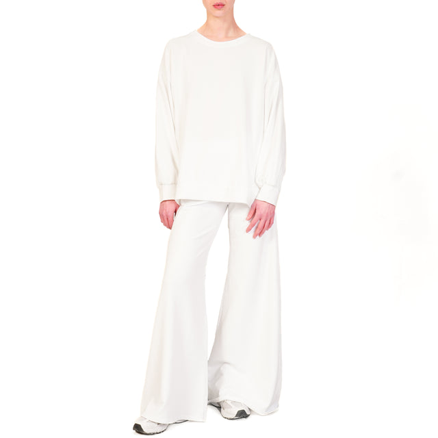 Sudadera Zeroassoluto-Light con aberturas laterales y parte delantera más corta - blanca