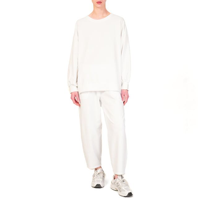 Sudadera Zeroassoluto-Light con aberturas laterales y parte delantera más corta - blanca