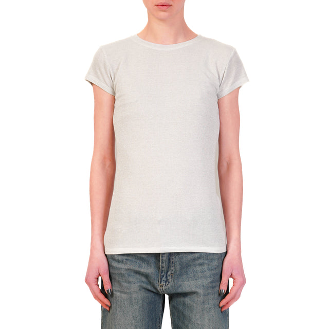 Zeroassoluto-T-shirt lurex argento a costine - argento
