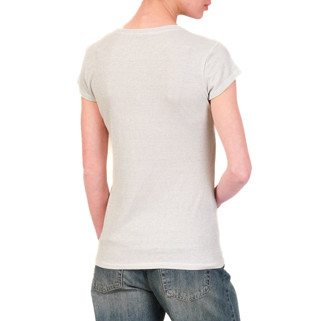 Zeroassoluto-T-shirt lurex argento a costine - argento
