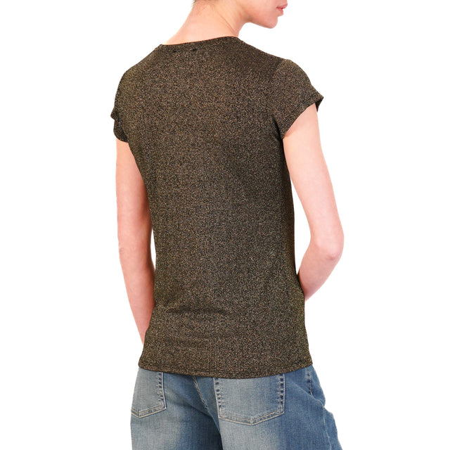 Camiseta elástica de lúrex acanalada Zeroassoluto - Negra