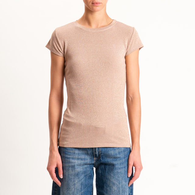 Zeroassoluto-T-shirt lurex a costine - rosa