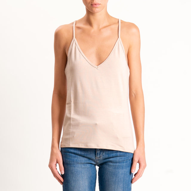 Zeroassoluto-Top underware in jersey elasticcizato - biscotto