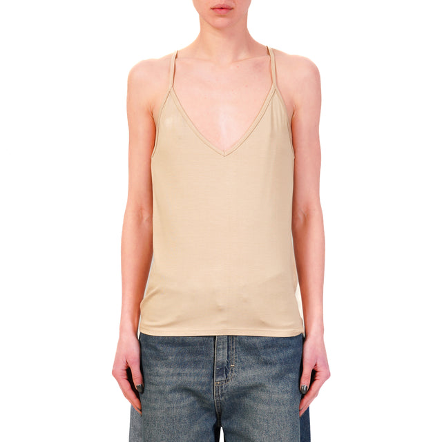 Zeroassoluto-Top underware in jersey elasticcizato - biscotto