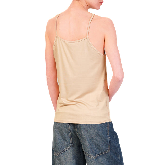 Zeroassoluto-Top underware in jersey elasticcizato - biscotto
