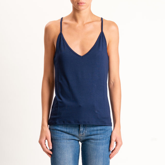 Zeroassoluto-Top underware in jersey elasticcizato - blu