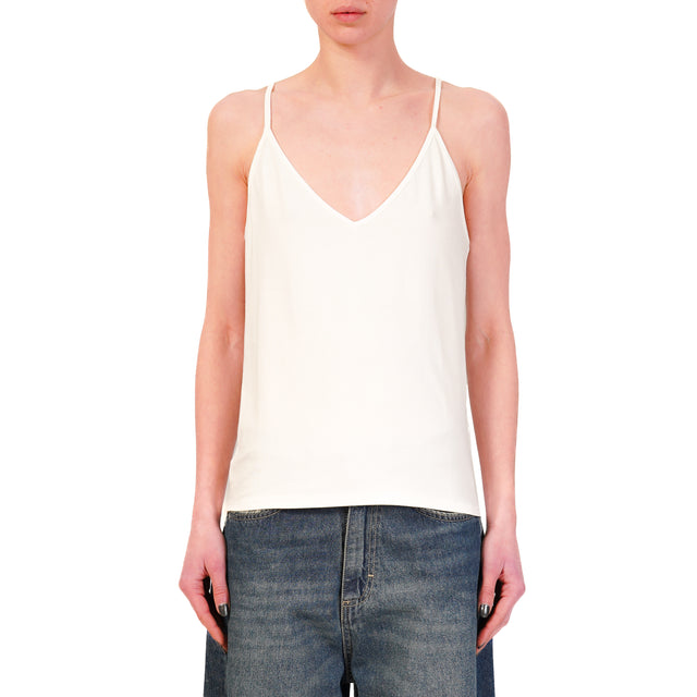 Zeroassoluto-Top underware in jersey elasticcizato - off white