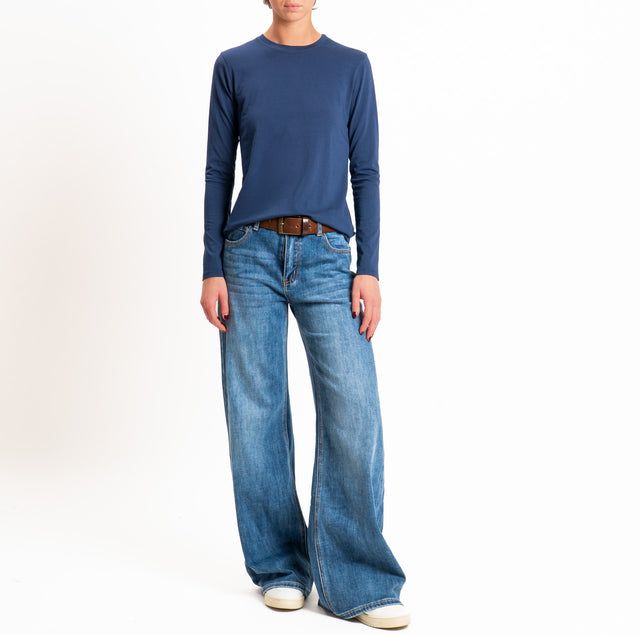 Zeroassoluto-T-shirt girocollo cotone elasticizzato - blu