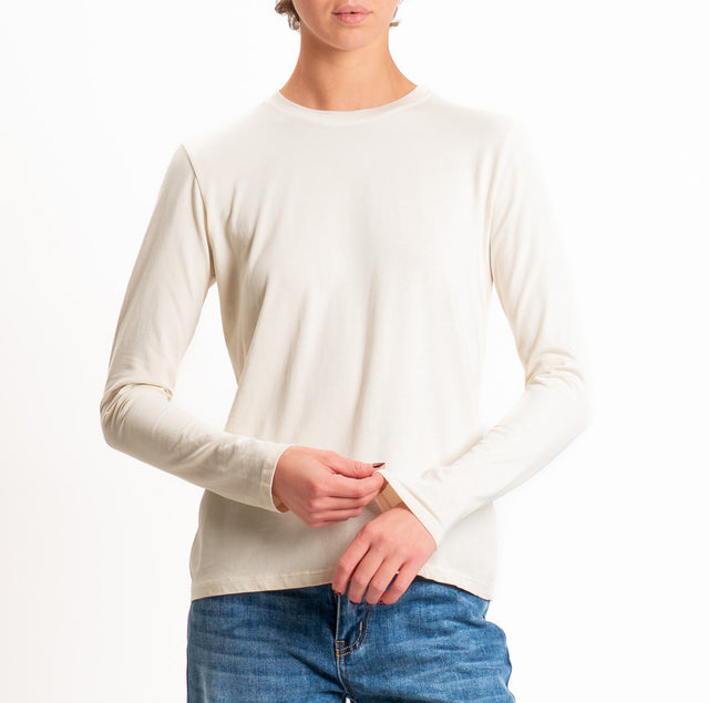 Zeroassoluto-T-shirt girocollo cotone elasticizzato - burro